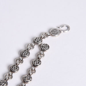 極美品 CHROME HEARTS クロムハーツ フローラルボール ハート ブレスレット 41.1g シルバー925 中古 4a008142