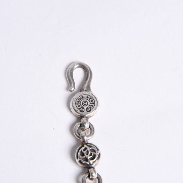 極美品 CHROME HEARTS クロムハーツ フローラルボール ハート ブレスレット 41.1g シルバー925 中古 4a008142