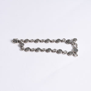 極美品 CHROME HEARTS クロムハーツ フローラルボール ハート ブレスレット 41.1g シルバー925 中古 4a008142