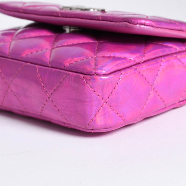 極美品 CHANEL シャネル バッグチャーム ランダム番台 ココマーク パテントレザー メタリックピンク 中古 4a007116