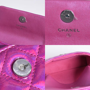 極美品 CHANEL シャネル バッグチャーム ランダム番台 ココマーク パテントレザー メタリックピンク 中古 4a007116