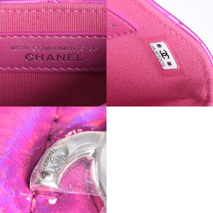 極美品 CHANEL シャネル バッグチャーム ランダム番台 ココマーク パテントレザー メタリックピンク 中古 4a007116