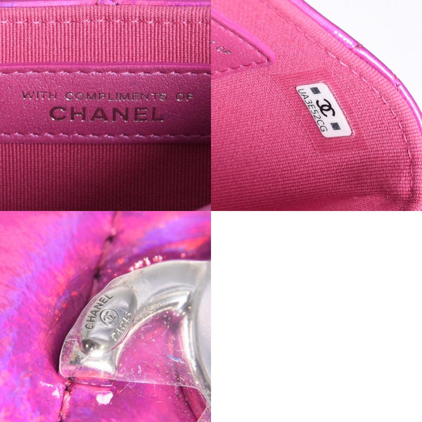 極美品 CHANEL シャネル バッグチャーム ランダム番台 ココマーク パテントレザー メタリックピンク 中古 4a007116