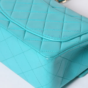 CHANEL Mini Matelasse 16 S Flap S Chain Shoulder Bag No. 7 Coco Mark Lambskin Turquoise Good Condition Used 4a000854