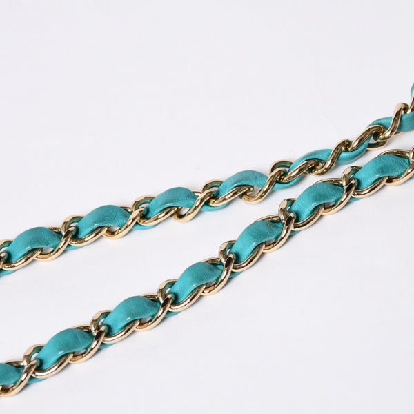 CHANEL Mini Matelasse 16 S Flap S Chain Shoulder Bag No. 7 Coco Mark Lambskin Turquoise Good Condition Used 4a000854
