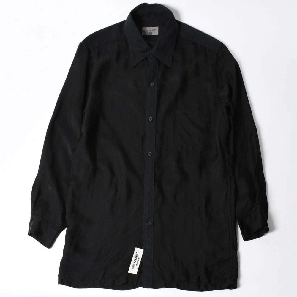 YOHJI YAMAMOTO POUR HOMME ヨウジヤマモト プールオム 長袖シャツ H0-B04-801 コットン キュプラ ブラック サイズ2 美品 中古 4a008165