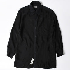 YOHJI YAMAMOTO POUR HOMME ヨウジヤマモト プールオム 長袖シャツ H0-B04-801 コットン キュプラ ブラック サイズ2 美品 中古 4a008165