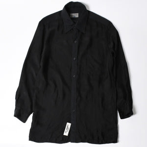 YOHJI YAMAMOTO POUR HOMME ヨウジヤマモト プールオム 長袖シャツ H0-B04-801 コットン キュプラ ブラック サイズ2 美品 中古 4a008165