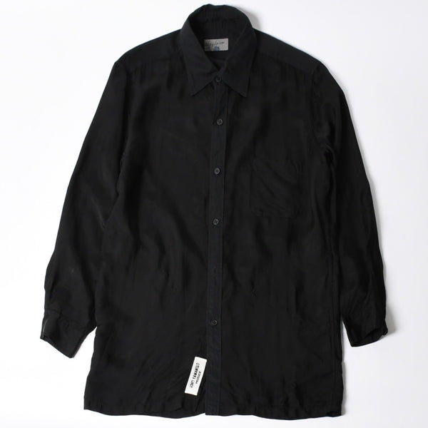 YOHJI YAMAMOTO POUR HOMME ヨウジヤマモト プールオム 長袖シャツ H0-B04-801 コットン キュプラ ブラック サイズ2 美品 中古 4a008165