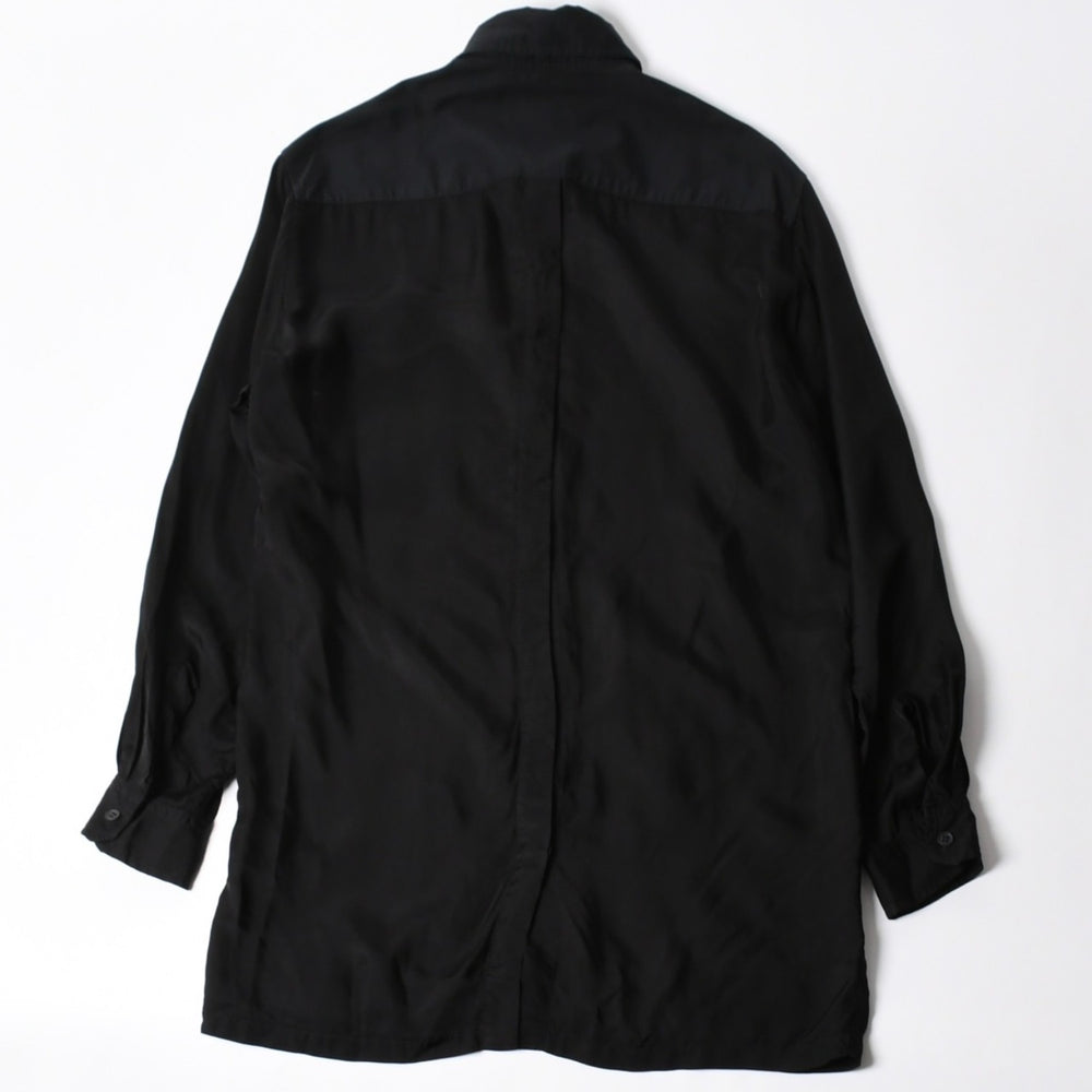 YOHJI YAMAMOTO POUR HOMME ヨウジヤマモト プールオム 長袖シャツ H0-B04-801 コットン キュプラ ブラック サイズ2 美品 中古 4a008165
