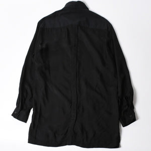 YOHJI YAMAMOTO POUR HOMME ヨウジヤマモト プールオム 長袖シャツ H0-B04-801 コットン キュプラ ブラック サイズ2 美品 中古 4a008165