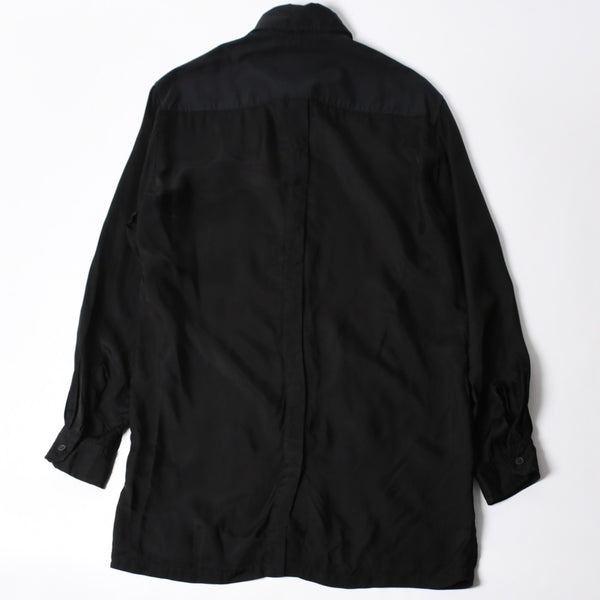 YOHJI YAMAMOTO POUR HOMME ヨウジヤマモト プールオム 長袖シャツ H0-B04-801 コットン キュプラ ブラック サイズ2 美品 中古 4a008165