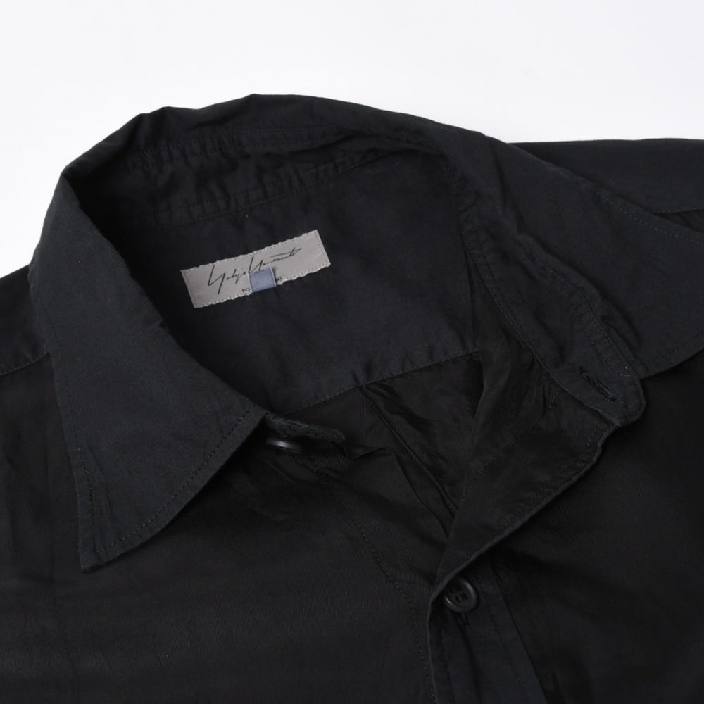 YOHJI YAMAMOTO POUR HOMME ヨウジヤマモト プールオム 長袖シャツ H0-B04-801 コットン キュプラ ブラック サイズ2 美品 中古 4a008165