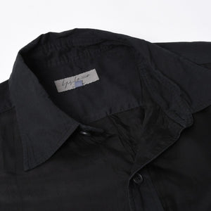 YOHJI YAMAMOTO POUR HOMME ヨウジヤマモト プールオム 長袖シャツ H0-B04-801 コットン キュプラ ブラック サイズ2 美品 中古 4a008165