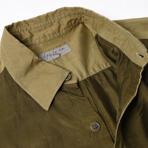 Yohji Yamamoto ヨウジヤマモト 長袖シャツ シャツ オリーブグリーン カーキ グリーン 緑 H0-B04-801 美品 中古 4a008168