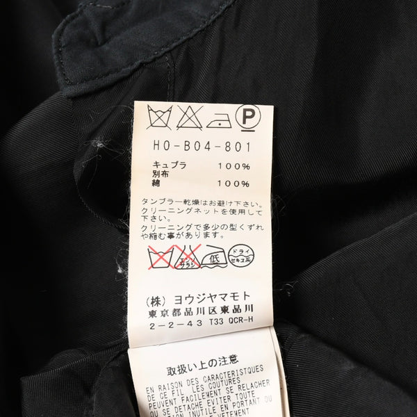 YOHJI YAMAMOTO POUR HOMME ヨウジヤマモト プールオム 長袖シャツ H0-B04-801 コットン キュプラ ブラック サイズ2 美品 中古 4a008165