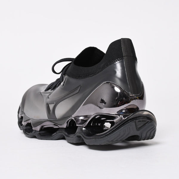 New and unused Mizuno Wave Sorayama Prophecy Sneakers Black Metallic Silver Sneakers Shoes Size 29cm Used 4a008184