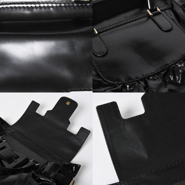 GUCCI Gucci Queen Boston bag handbag 189883 Tom Ford period Made in Italy Patent leather Black Gold hardware Good condition Used 4a008267