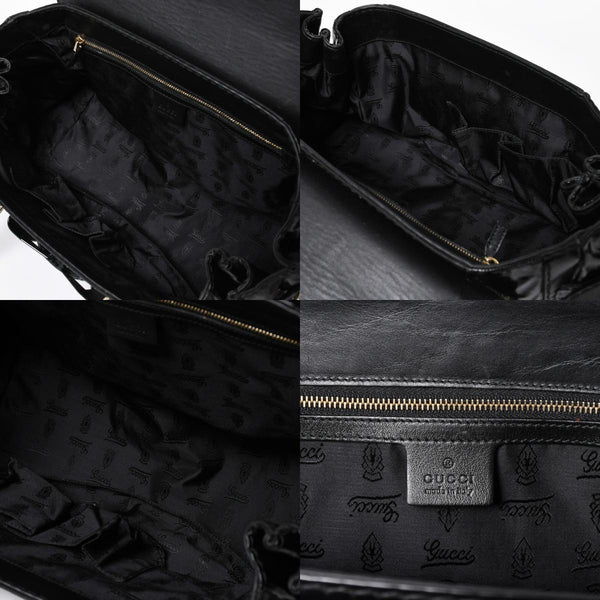 GUCCI Gucci Queen Boston bag handbag 189883 Tom Ford period Made in Italy Patent leather Black Gold hardware Good condition Used 4a008267