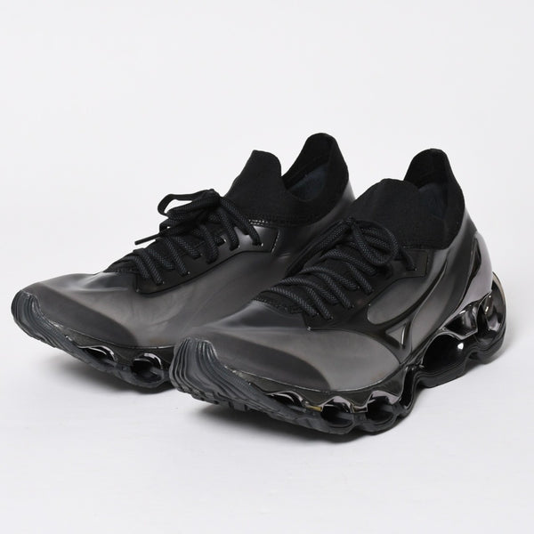 New and unused Mizuno Wave Sorayama Prophecy Sneakers Black Metallic Silver Sneakers Shoes Size 29cm Used 4a008184