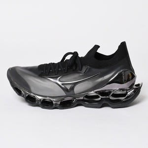 New and unused Mizuno Wave Sorayama Prophecy Sneakers Black Metallic Silver Sneakers Shoes Size 29cm Used 4a008184