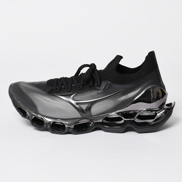 New and unused Mizuno Wave Sorayama Prophecy Sneakers Black Metallic Silver Sneakers Shoes Size 29cm Used 4a008184