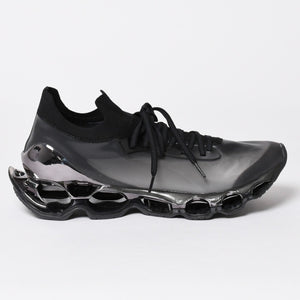New and unused Mizuno Wave Sorayama Prophecy Sneakers Black Metallic Silver Sneakers Shoes Size 29cm Used 4a008184