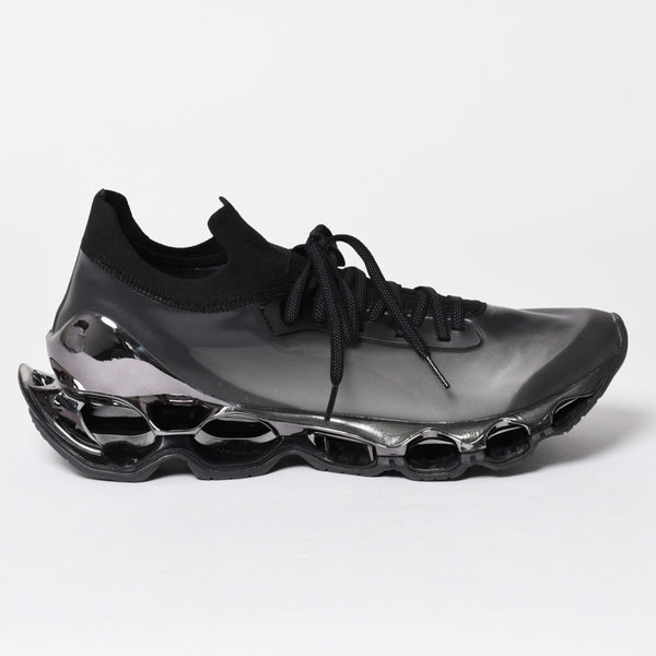 New and unused Mizuno Wave Sorayama Prophecy Sneakers Black Metallic Silver Sneakers Shoes Size 29cm Used 4a008184