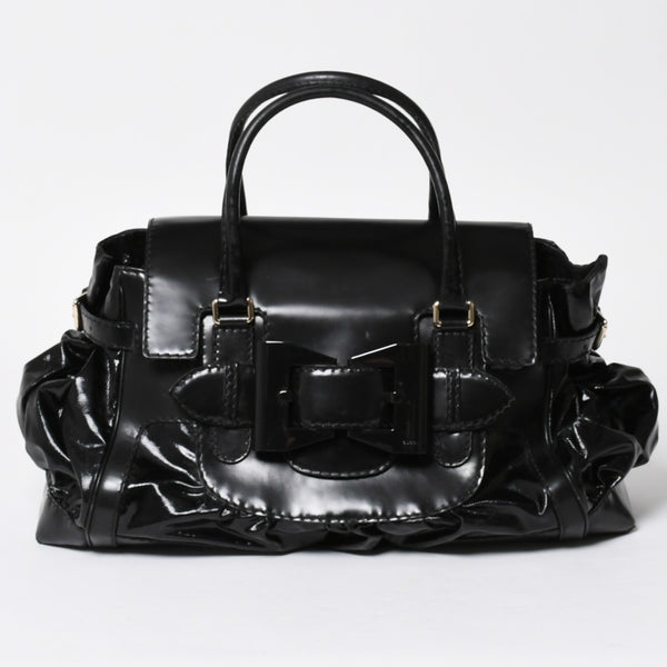 GUCCI Gucci Queen Boston bag handbag 189883 Tom Ford period Made in Italy Patent leather Black Gold hardware Good condition Used 4a008267
