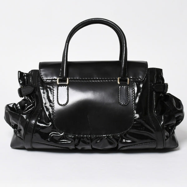 GUCCI Gucci Queen Boston bag handbag 189883 Tom Ford period Made in Italy Patent leather Black Gold hardware Good condition Used 4a008267
