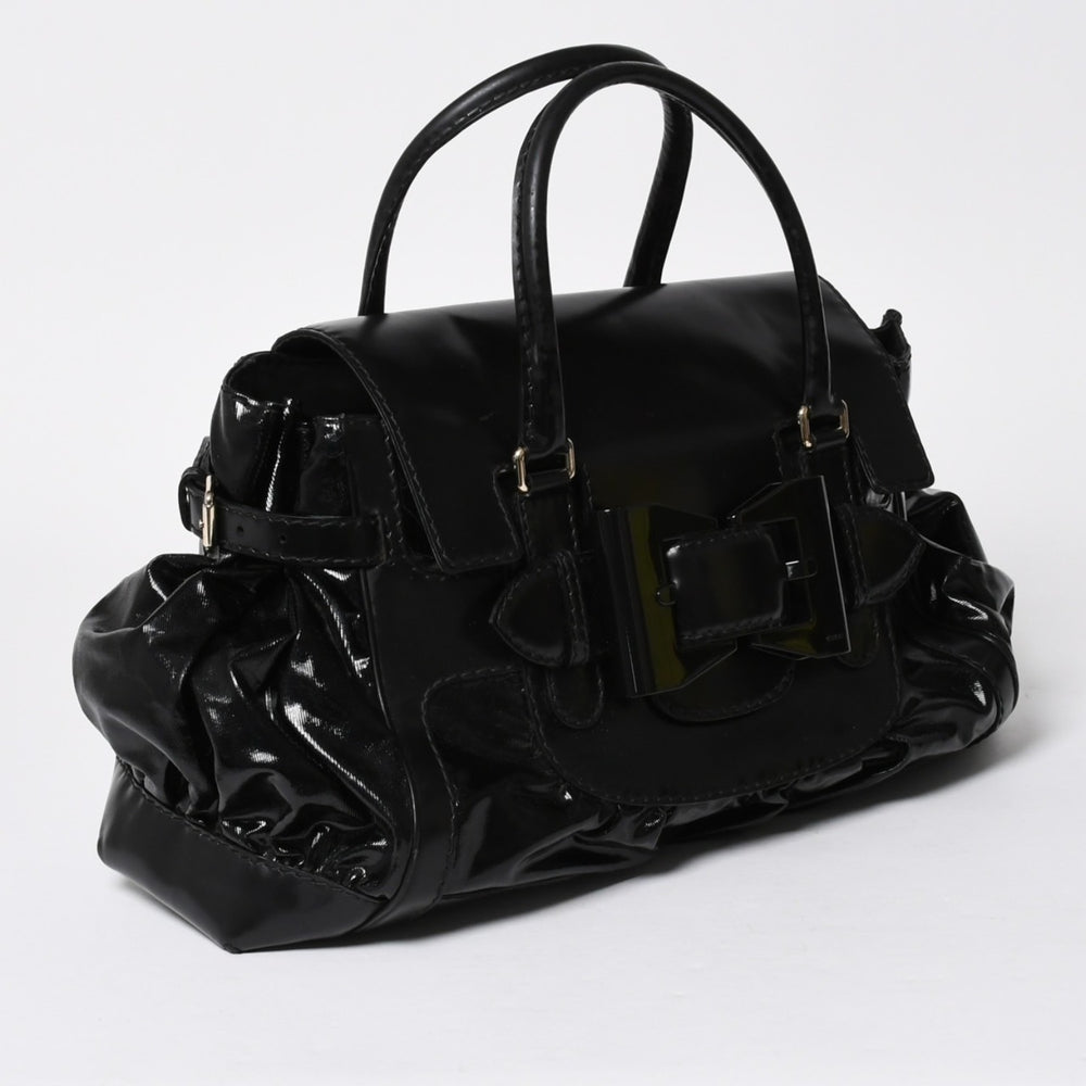 GUCCI Gucci Queen Boston bag handbag 189883 Tom Ford period Made in Italy Patent leather Black Gold hardware Good condition Used 4a008267