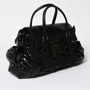 GUCCI Gucci Queen Boston bag handbag 189883 Tom Ford period Made in Italy Patent leather Black Gold hardware Good condition Used 4a008267