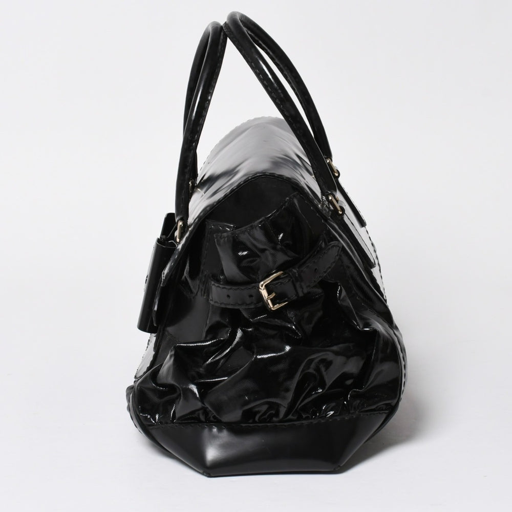 GUCCI Gucci Queen Boston bag handbag 189883 Tom Ford period Made in Italy Patent leather Black Gold hardware Good condition Used 4a008267