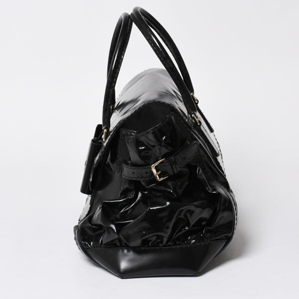 GUCCI Gucci Queen Boston bag handbag 189883 Tom Ford period Made in Italy Patent leather Black Gold hardware Good condition Used 4a008267