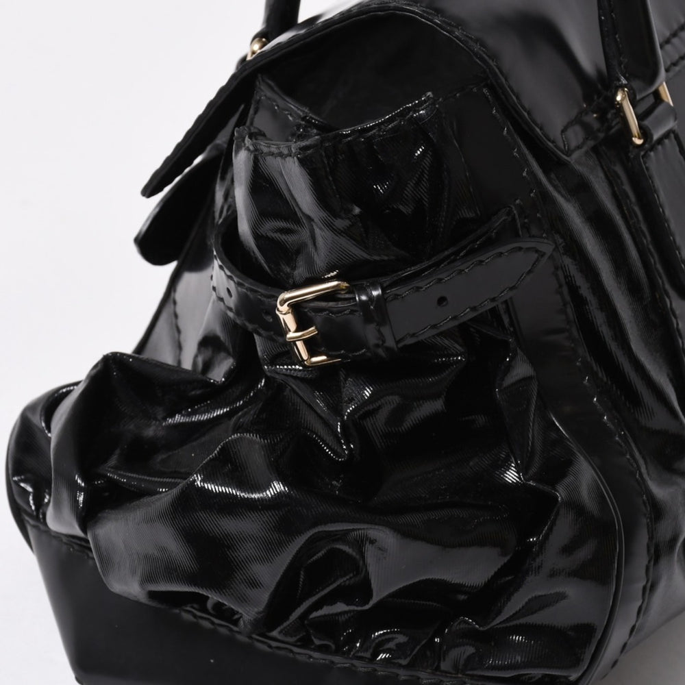 GUCCI Gucci Queen Boston bag handbag 189883 Tom Ford period Made in Italy Patent leather Black Gold hardware Good condition Used 4a008267