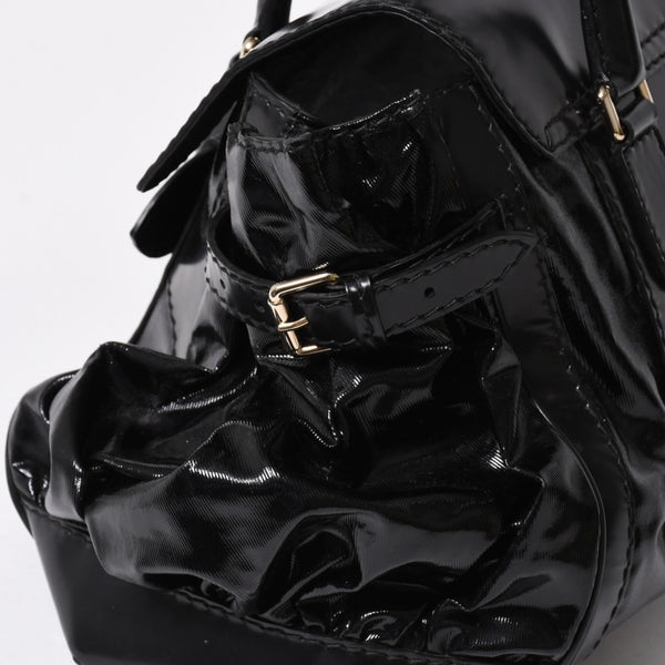 GUCCI Gucci Queen Boston bag handbag 189883 Tom Ford period Made in Italy Patent leather Black Gold hardware Good condition Used 4a008267