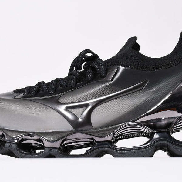 New and unused Mizuno Wave Sorayama Prophecy Sneakers Black Metallic Silver Sneakers Shoes Size 29cm Used 4a008184