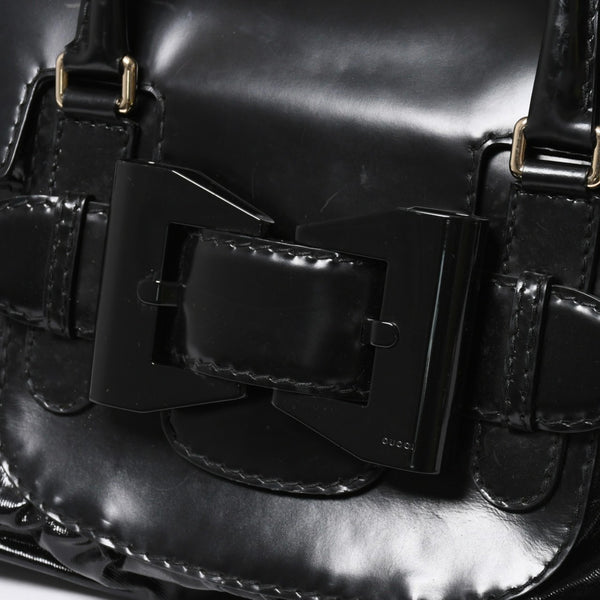 GUCCI Gucci Queen Boston bag handbag 189883 Tom Ford period Made in Italy Patent leather Black Gold hardware Good condition Used 4a008267