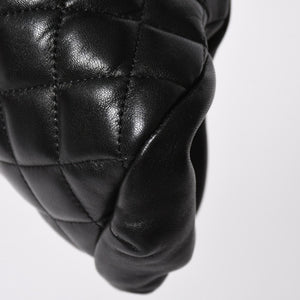Very Good Condition CHANEL Clutch Bag Matelasse Black Lambskin Silver Hardware No. 13 Used 4a008197