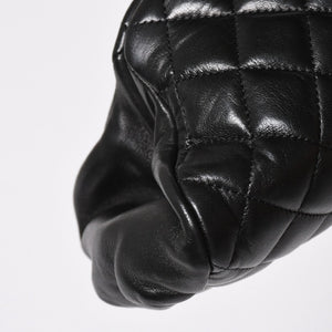 Very Good Condition CHANEL Clutch Bag Matelasse Black Lambskin Silver Hardware No. 13 Used 4a008197