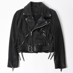Very Good Condition CHROME HEARTS Jacket Riders Leather Jacket Leather Jacket JJDEAN Black Silver 925 Size S Used 4a008357