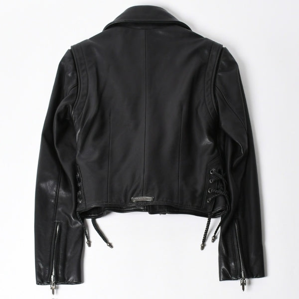 Very Good Condition CHROME HEARTS Jacket Riders Leather Jacket Leather Jacket JJDEAN Black Silver 925 Size S Used 4a008357