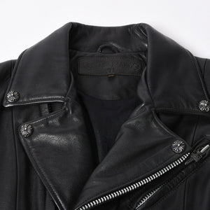 Very Good Condition CHROME HEARTS Jacket Riders Leather Jacket Leather Jacket JJDEAN Black Silver 925 Size S Used 4a008357