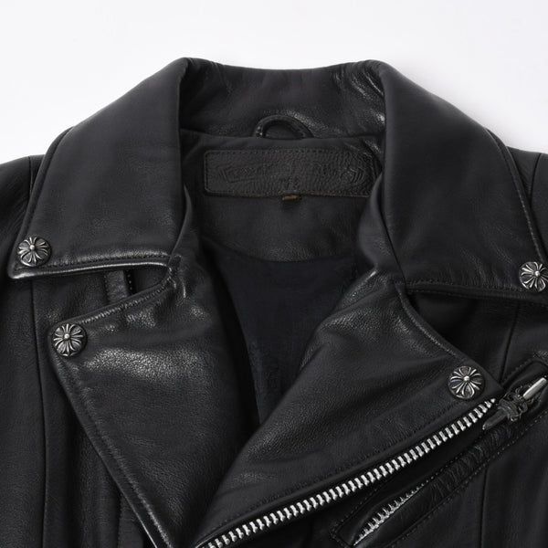 Very Good Condition CHROME HEARTS Jacket Riders Leather Jacket Leather Jacket JJDEAN Black Silver 925 Size S Used 4a008357