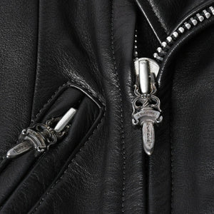 Very Good Condition CHROME HEARTS Jacket Riders Leather Jacket Leather Jacket JJDEAN Black Silver 925 Size S Used 4a008357