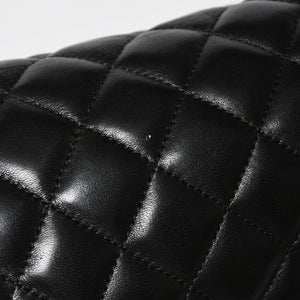 Very Good Condition CHANEL Clutch Bag Matelasse Black Lambskin Silver Hardware No. 13 Used 4a008197