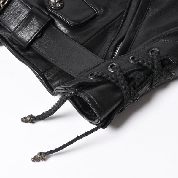 Very Good Condition CHROME HEARTS Jacket Riders Leather Jacket Leather Jacket JJDEAN Black Silver 925 Size S Used 4a008357