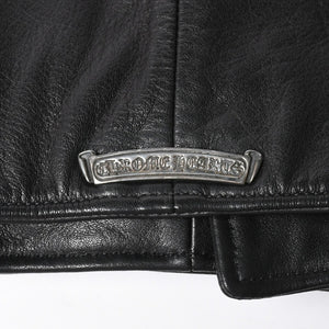 Very Good Condition CHROME HEARTS Jacket Riders Leather Jacket Leather Jacket JJDEAN Black Silver 925 Size S Used 4a008357