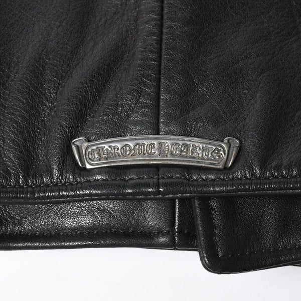 Very Good Condition CHROME HEARTS Jacket Riders Leather Jacket Leather Jacket JJDEAN Black Silver 925 Size S Used 4a008357