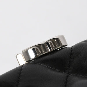 Very Good Condition CHANEL Clutch Bag Matelasse Black Lambskin Silver Hardware No. 13 Used 4a008197